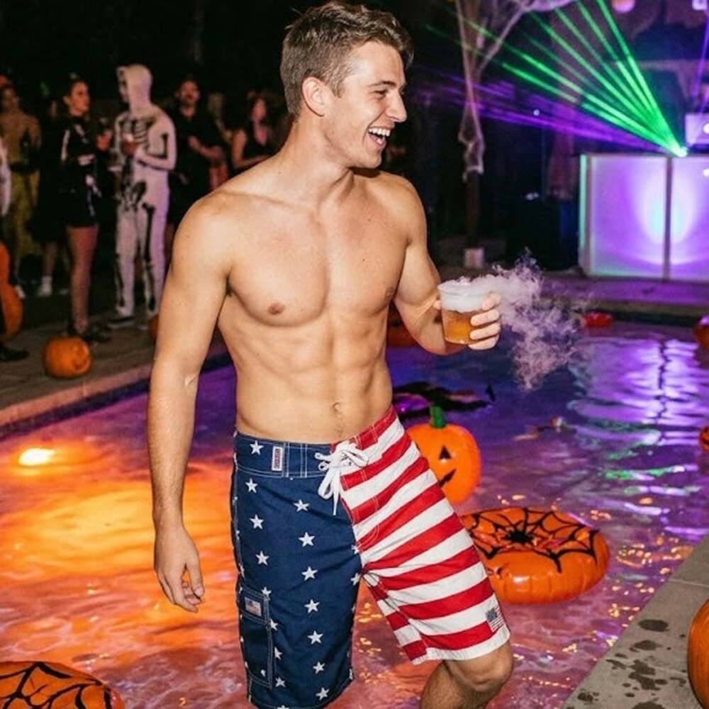 Exist American Flag Board Shorts Mens Small Patriotic Retro Sporty Swim Trunks